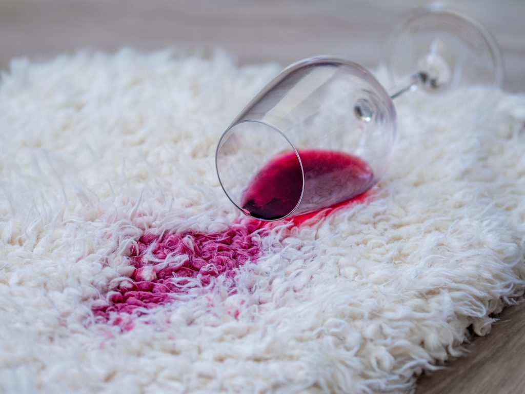 wine stain on area rug