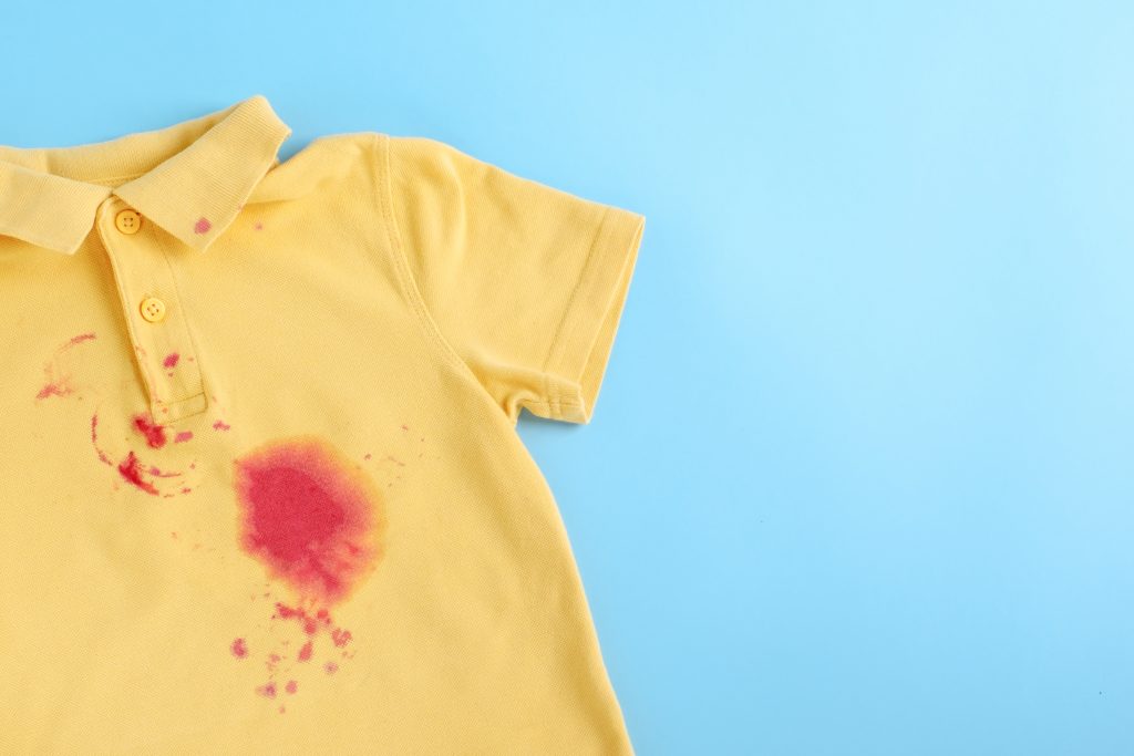 wine stain on cotton shirt